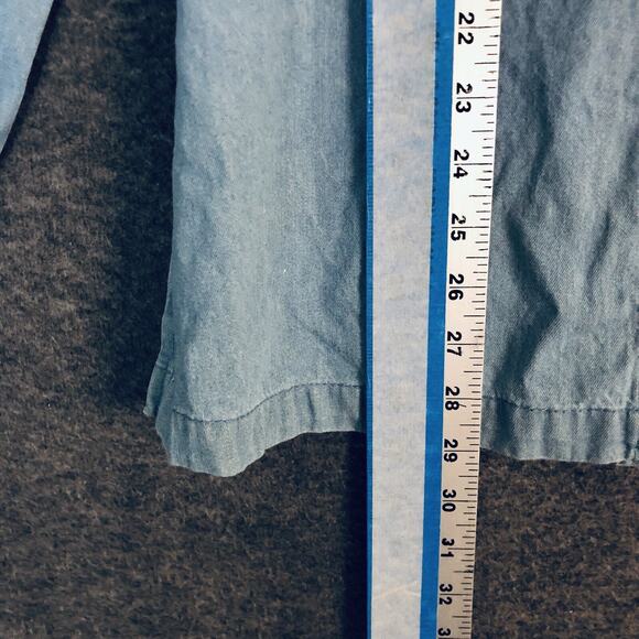 Passion-I Shirt Womens M Blue Denim Button Up Long Sleeve Embroidered Snowman - Picture 9 of 13